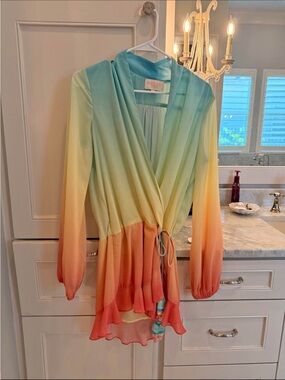 Rococo Sand Ombre Wrap mini dress - ombré colorful